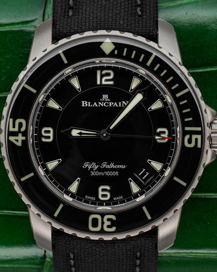 2025 Blancpain Fifty Fathoms Titanium 45MM Black Dial Textile Strap (5015-12B30-B52A)