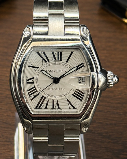 No Reserve - 2005 Cartier Roadster 38.5MM Silver Dial Steel Bracelet (2510)