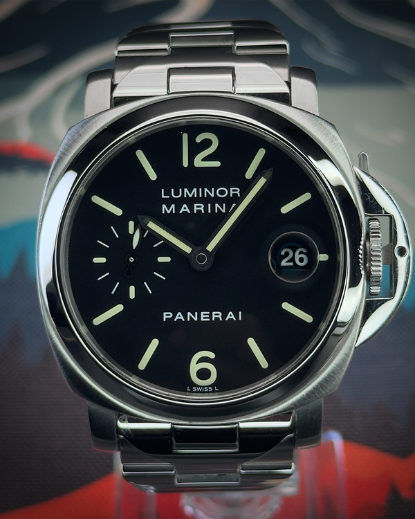 2005 Panerai Luminor Marina 40MM Black Dial Steel Bracelet (PAM00050)