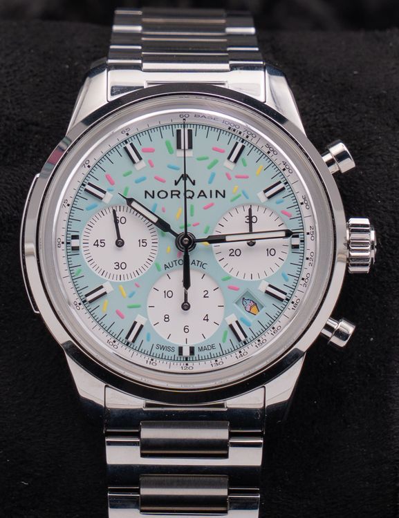 2026 Norqain Freedom Chrono Enjoy Life "Sprinkles" 40MM Blue Dial Steel Bracelet (N2201.19S04.A01)