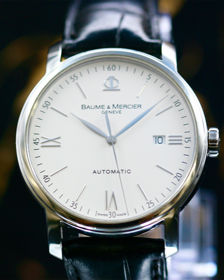 No Reserve - Baume & Mercier Classima XL 42MM White Dial Leather Strap (65534)