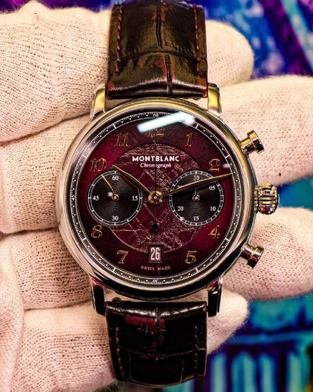 2026 Montblanc Star Legacy 42MM Burgundy Dial Leather Strap (133245)