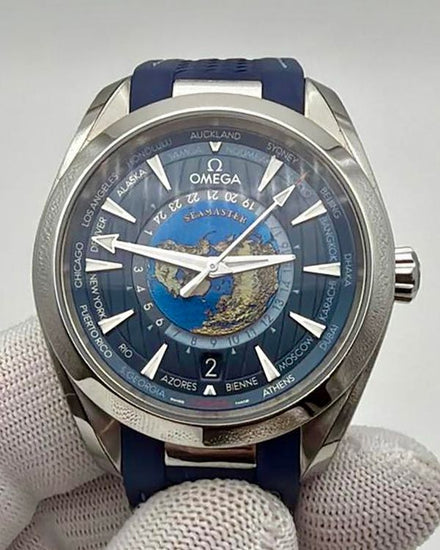 2026 Omega Seamaster Aqua Terra Worldtimer 43MM Blue Dial Rubber Strap (220.12.43.22.03.001)
