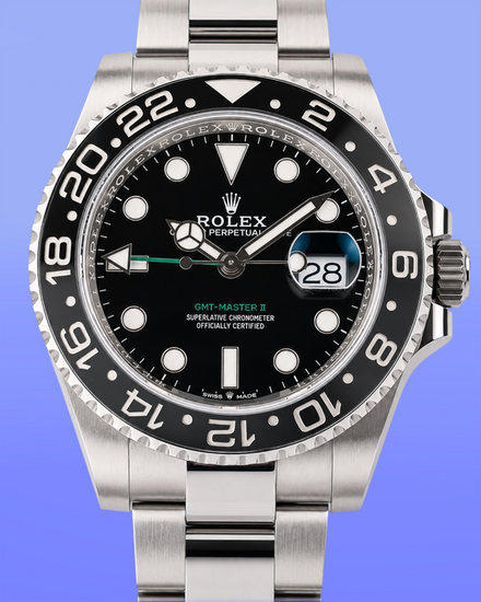 2025 Rolex GMT-Master II "Bruce Wayne" 40MM Black Dial Oyster Bracelet (126710GRNR)