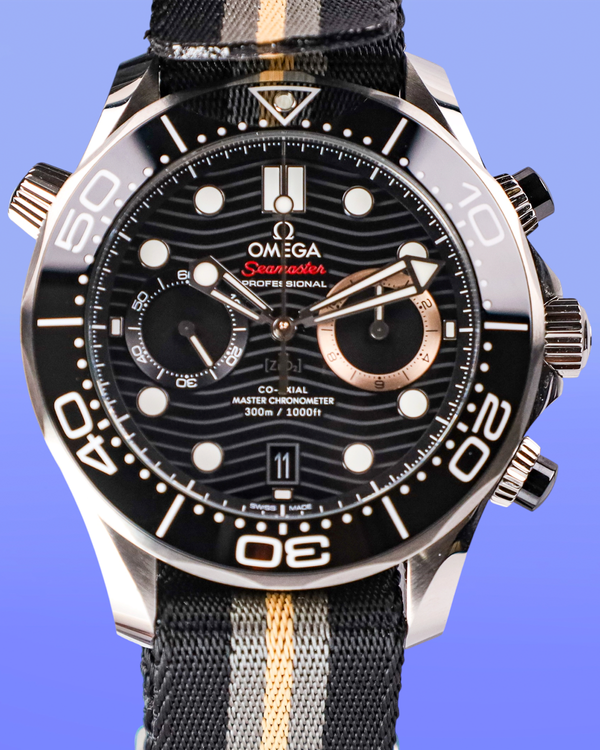 2026 Omega Seamaster Diver 300M "007 First Light" 44MM Black Dial Textile Strap (210.32.44.51.01.002)