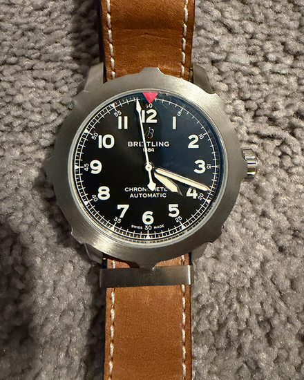 2023 Breitling Aviator 8 46MM Black Dial Leather Strap (AB2040)