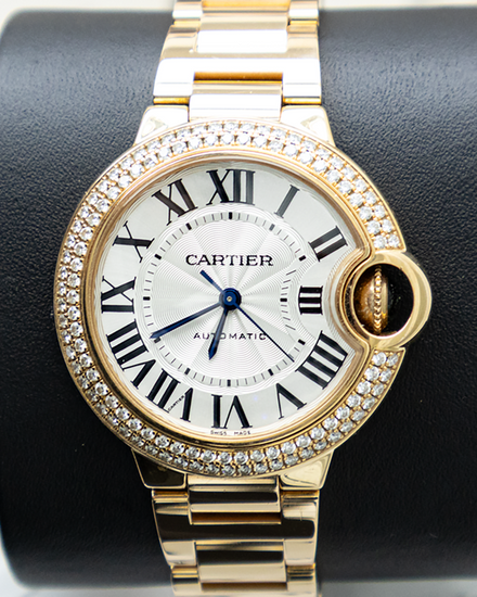 Cartier Ballon Bleu 33MM Silver Dial Yellow Gold Bracelet (WE902064)