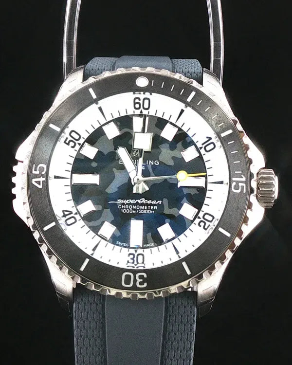 2026 Breitling Superocean 46MM Grey "Camo" Dial Rubber Strap (E10379351B1S1)