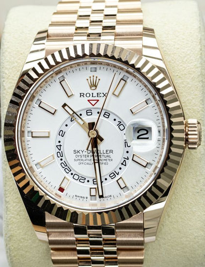 Rolex Sky-Dweller 42MM White Dial Rose Gold Jubilee Bracelet (336935)