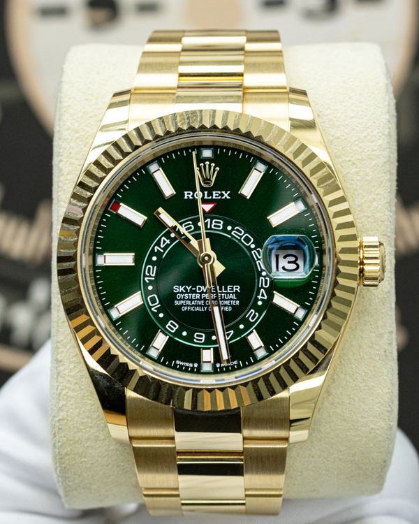 Rolex Sky-Dweller 42MM Green Dial Yellow Gold Oyster Bracelet (336938)