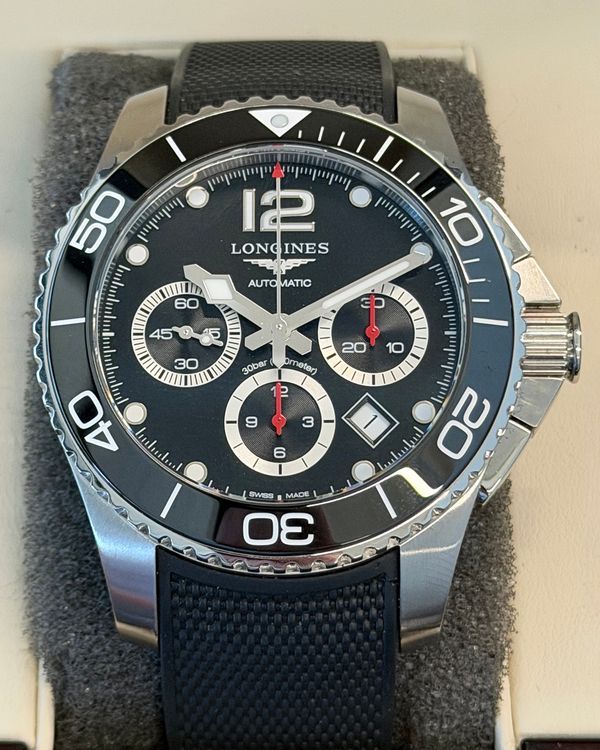 2022 Longines HydroConquest Chronogrpah 43MM Black Dial Rubber Strap (L3.883.4.56.9)