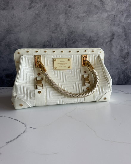Versace Bag Gianni Versace Couture "Snap Out Of It" Quilted Greek Leather Gold-Tone Hardware Leather Handles (Madonna Collection)