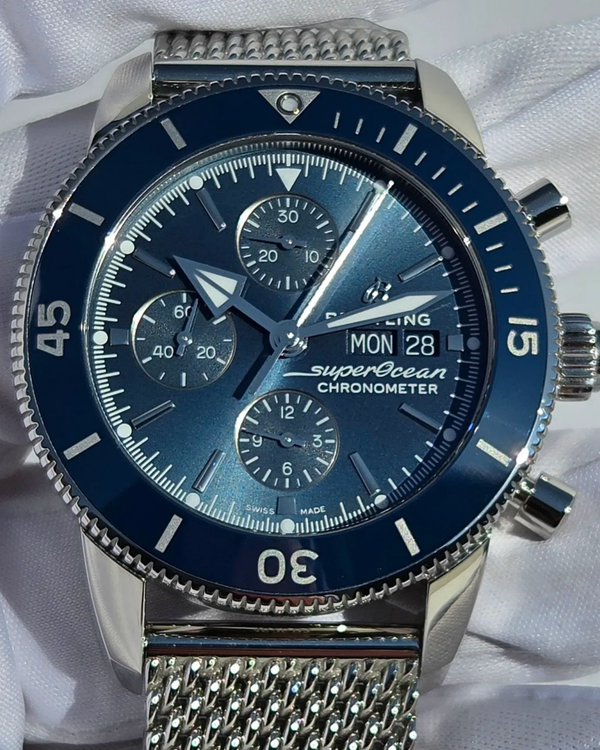 No Reserve - 2026 Breitling Superocean Heritage Chronograph 44MM Blue Dial Steel Bracelet (A13313)