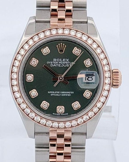 No Reserve - 2019 Rolex Lady-Datejust 28MM Green Dial Two-Tone Jubilee Bracelet (279381RBR)