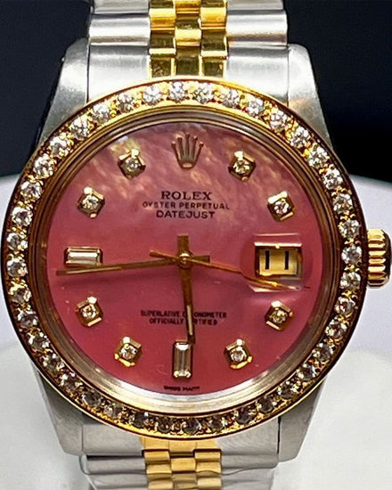 No Reserve - Rolex Datejust 36MM Aftermarket Mother Of Pearl Dial Aftermarket Two-Tone Bracelet (16013)
