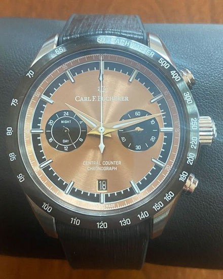 No Reserve - Carl F. Bucherer Manero Chronograph 42.5MM Salmon Dial Rubber Strap (00.10923.08.93.03)