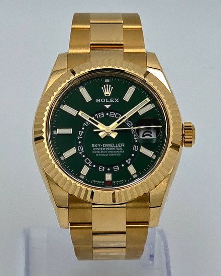 2025 Rolex Sky-Dweller 42MM Green Dial Yellow Gold Oyster Bracelet (336938)