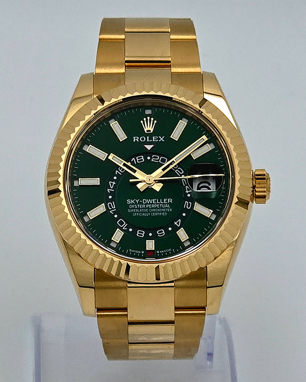 2025 Rolex Sky-Dweller 42MM Green Dial Yellow Gold Oyster Bracele (336938)