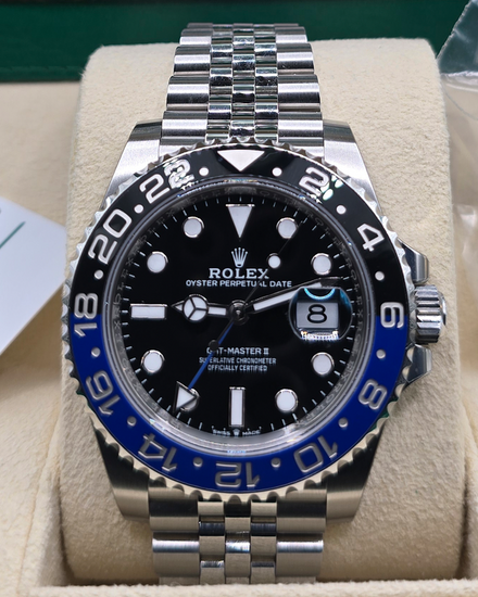 No Reserve - 2023 Rolex GMT-Master II "Batgirl" 40MM Black Dial Jubilee Bracelet (126710BLNR)