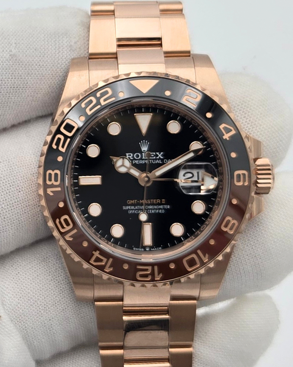 2023 Rolex GMT-Master II "Rootbeer" 40MM Black Dial Rose Gold Oyster Bracelet (126715CHNR)