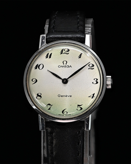 No Reserve - Omega Genève 23MM Silver Dial Aftermarket Leather Stap (511.409)