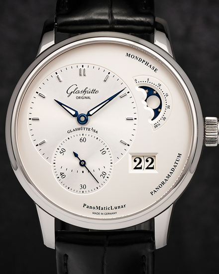 2017 Glashütte Original PanoMaticLunar 40MM Silver Dial Leather Strap (1-90-02-42-32-50)
