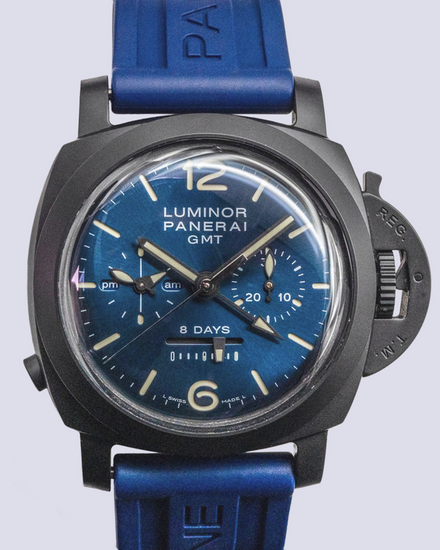 2021 Panerai Luminor Chrono Monopulsante 8 Giorni 44MM Blue Dial Rubber Strap (PAM01135)