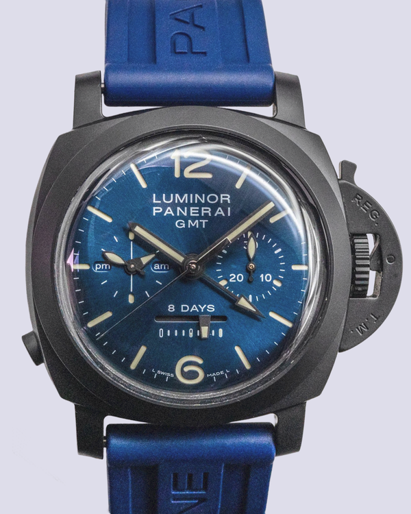 2021 Panerai Luminor Chrono Monopulsante 8 Giorni 44MM Blue Dial Rubber Bracelet (PAM01135)