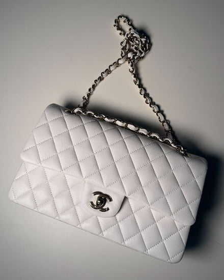 2025 Chanel Bag Classic Flap Bag Medium White Lambskin Gold-Tone Hardware (Chanel Classic)