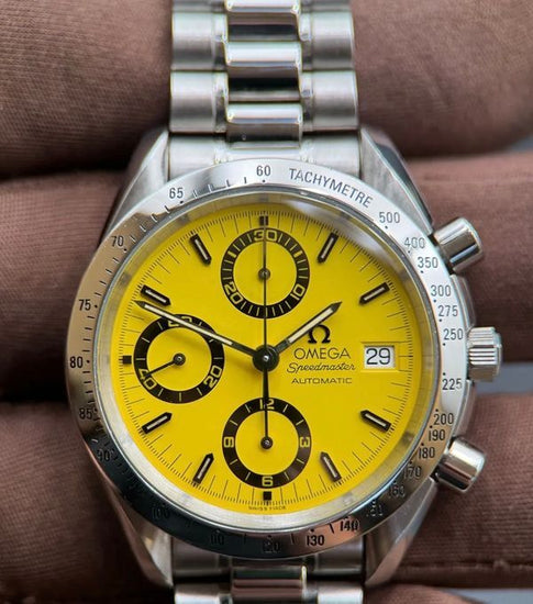 Omega Speedmaster Date "Michael Schumacher" 39MM Yellow Dial Steel Bracelet (3511.12.00)