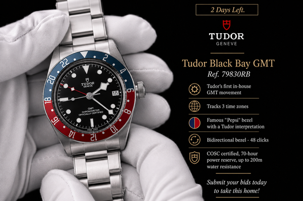 No Reserve - 2022 Tudor Black Bay GMT "Pepsi" 41MM Black Dial Steel Bracelet (79830RB)