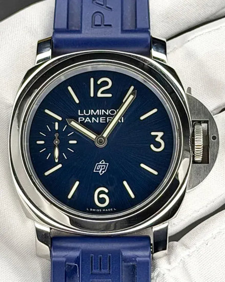 2024 Panerai Luminor Logo "Blu Mare" 44MM Blue Dial Rubber Strap (PAM01085)