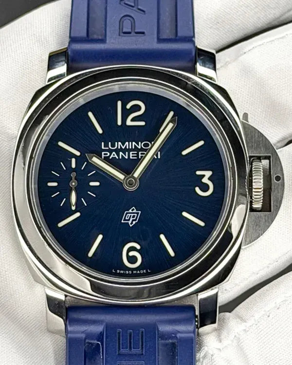 2024 Panerai Luminor Logo "Blu Mare" 44MM Blue Dial Rubber Strap (PAM01085)
