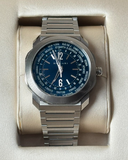 2022 Bvlgari Octo Roma Worldtimer 41MM Blue Dial Steel Bracelet (103481)