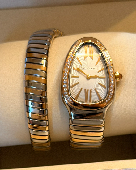 2025 Bvlgari Serpenti Tubogas 35MM Quartz Silver Dial Two-Tone Bracelet (SP 35 SPG)