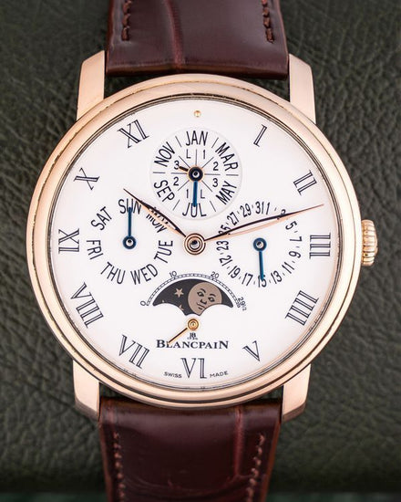 2018 Blancpain Villeret Quantième Perpétuel 8 Jours 42MM White Dial Leather Strap (6659-3631-55B)