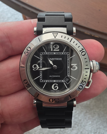 2007 Cartier Pasha De Cartier Seatimer 40MM Black Dial Steel Bracelet (2790)