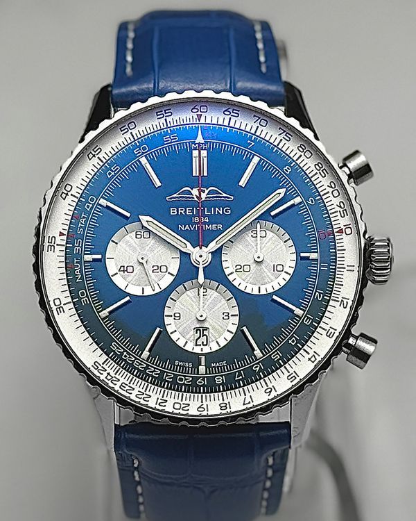 2022 Breitling Navitimer B01 Chronograph 46MM Blue Dial Aftermarket Texile Strap (AB0137)