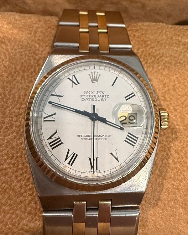 1979 Rolex Datejust Oysterquartz 36MM Quartz White Dial Two-Tone Oysterquartz Bracelet (17013)