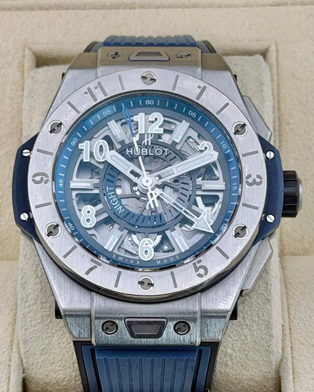 2018 Hublot Big Bang Unico GMT 45MM Skeleton Dial Rubber Strap (471.NX.7112.RX)