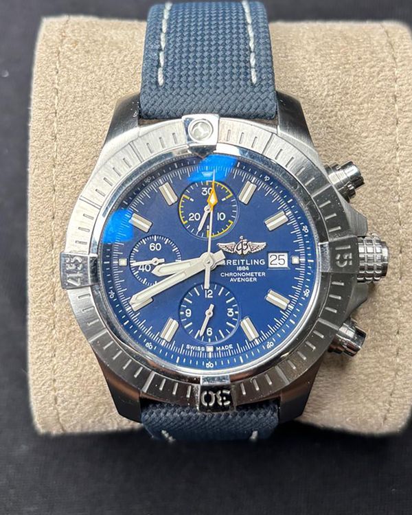 2024 Breitling Avenger Chronograph 45MM Blue Dial Leather Strap (A13317)