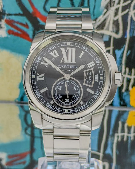 2016 Cartier Calibre de Cartier 42MM Black Dial Steel Bracelet (W7100016)