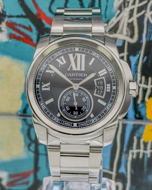 2016 Cartier Calibre de Cartier 42MM Black Dial Steel Bracelet (W7100016)