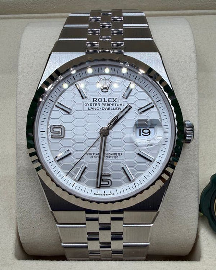 2026 Rolex Land-Dweller 40MM White "Honeycomb" Dial Flat Jubilee Bracelet (127334)