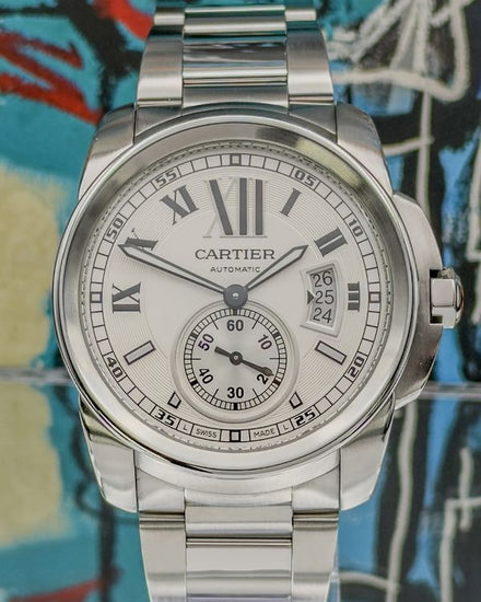 2016 Cartier Calibre de Cartier 42MM Silver Dial Steel Bracelet (W7100015)
