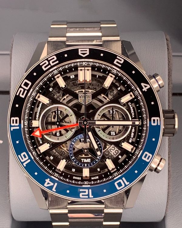 2023 Tag Heuer Carrera 45MM Skeleton Dial Steel Bracelet (CBG2A1Z.BA0658)