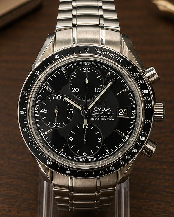 No Reserve - Omega Speedmaster Date 40MM Black Dial Steel Bracelet (3210.50.00)