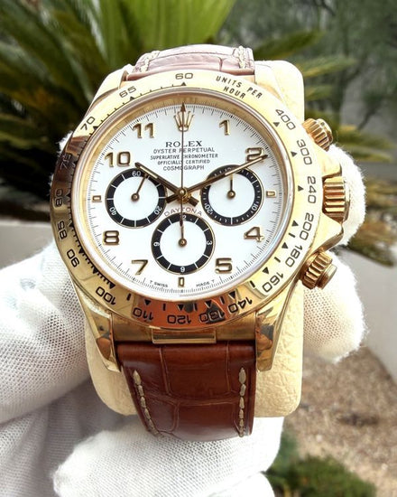 Rolex Cosmograph Daytona 40MM White Dial Leather Strap (116518)