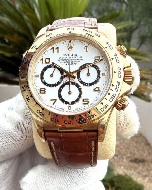 Rolex Cosmograph Daytona 40MM White Dial Leather Strap (116518)