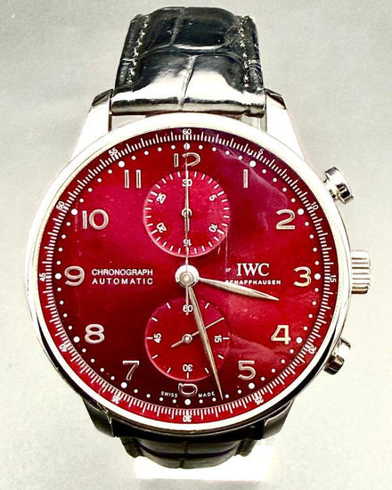 2025 IWC Portugieser Chronograph 41MM Red Dial Leather Strap (IW371616)